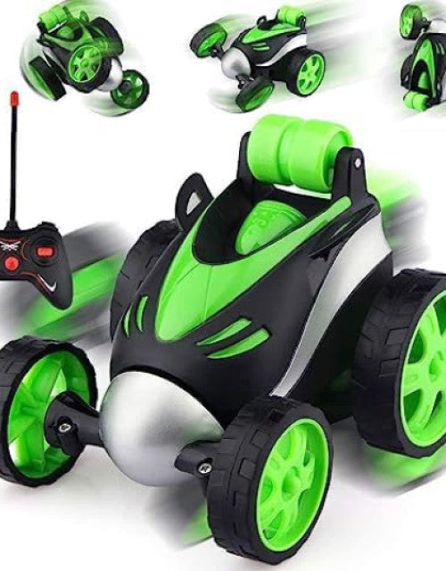 All Rounder Mini Stunt Remote Control Rechargeable Car Toy for Kids - 360 Degree Spinning (Green)