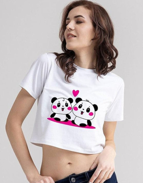 Casual Printed Slim Fit 100% Cotton Crop Top for Women