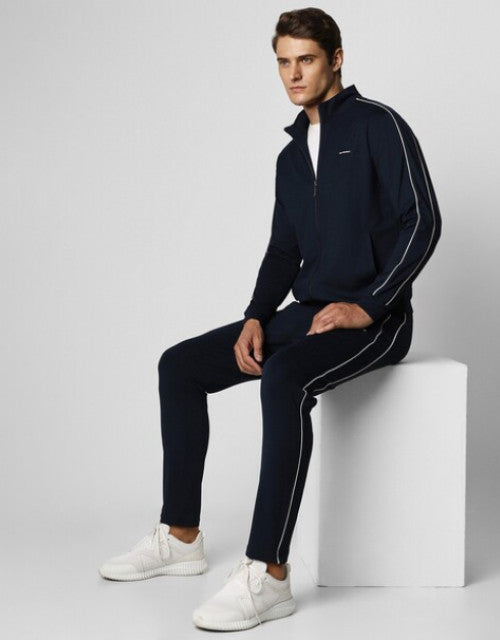 Men Slim Fit Zip-Front Track Jacket & Track Pants Set