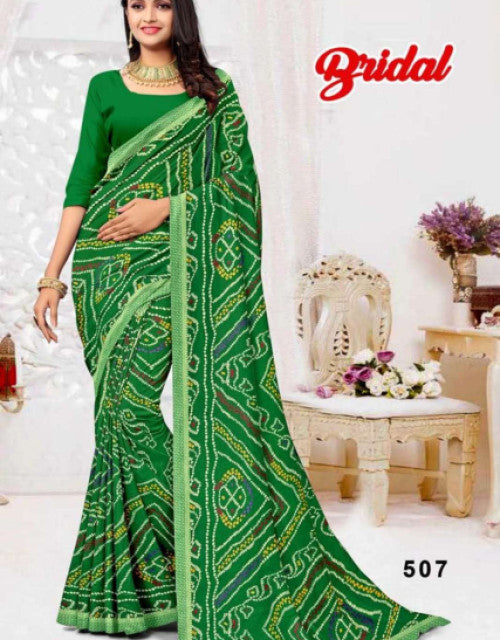 Printed Bollywood Georgette Saree (Green)