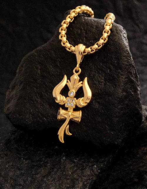 Trishul Om and Damru pendant with chain